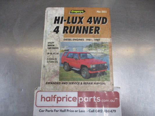 Gregory's Manual Suits Toyota Hilux/Forerunner 1981 To 1989 2.4L Used Part