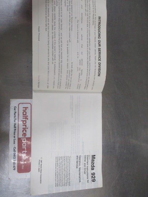 Mazda 929 Genuine Owners Manual Used Part VGC