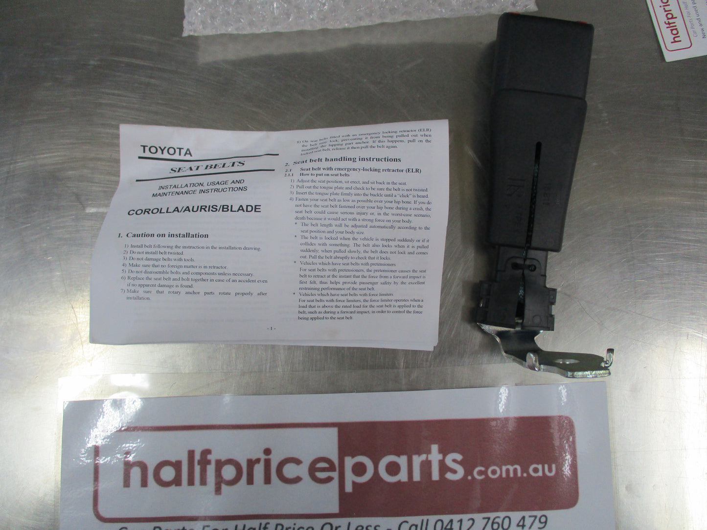 Toyota Corolla Genuine Rear Right Seat Belt Buckle New Part