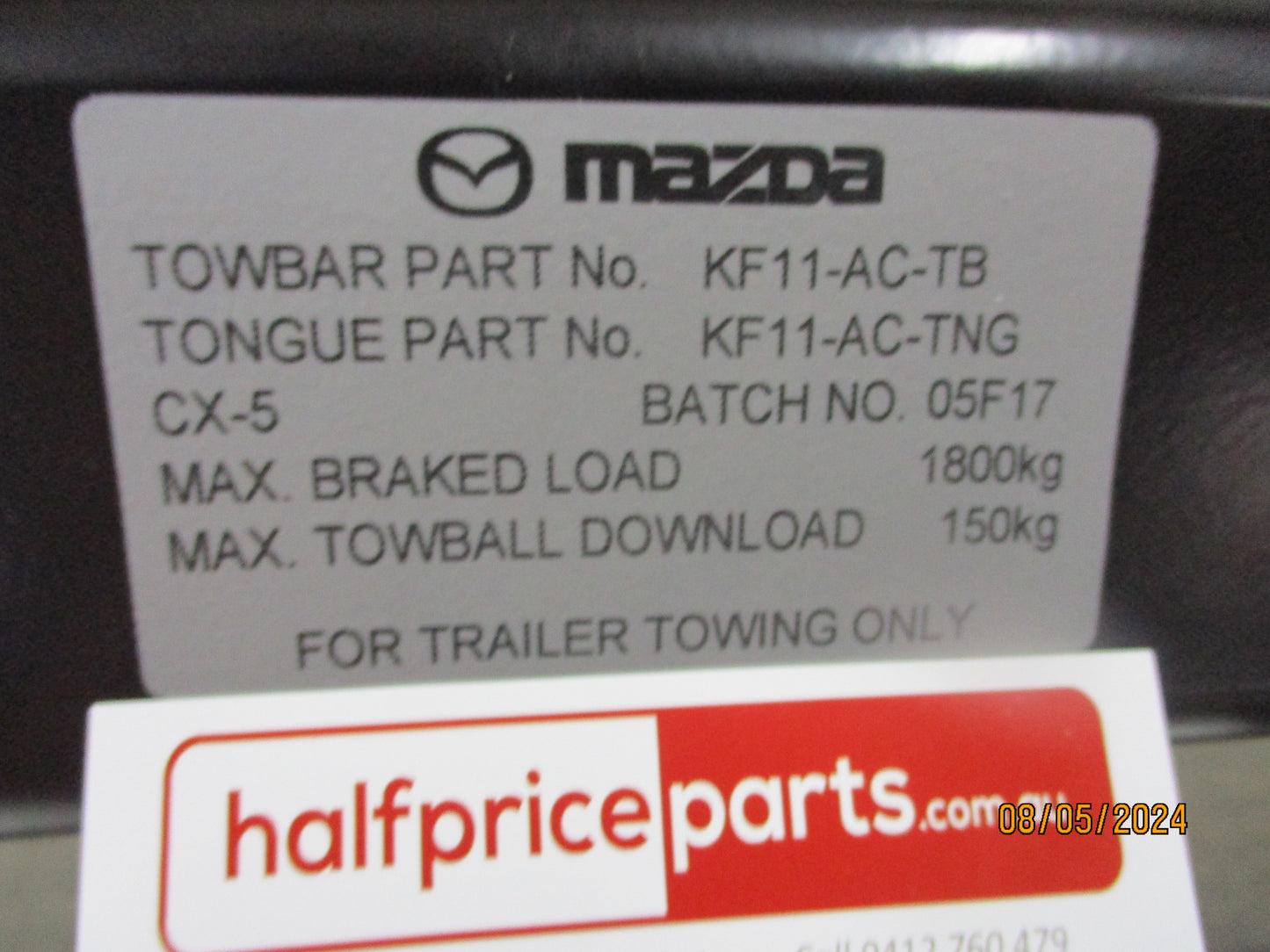 Mazda CX-5 KF Genuine Tow Bar Bar Kit New Part