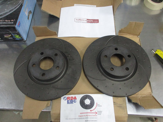 DBA Slotted/Dimpled Front Disc Rotor Suits Ford Focus/Kuga/Volvo (Sold As Pairs Only) New Part