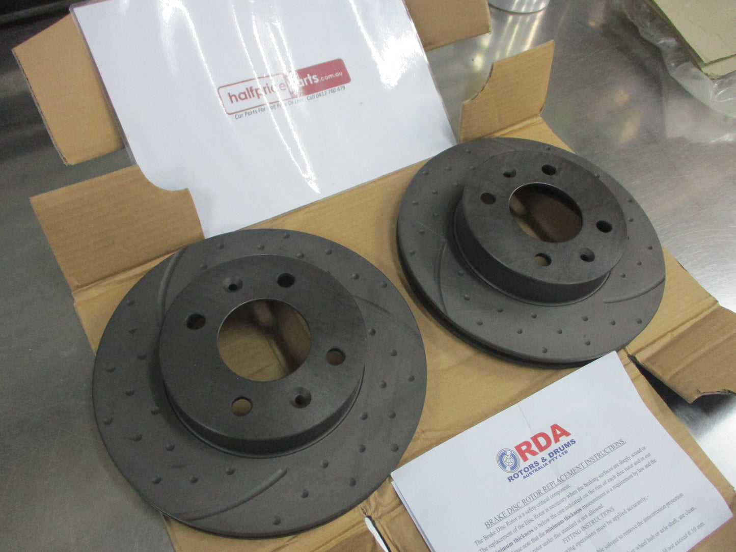 RDA Front Disc Rotors (Pair) Slotted/Dim Suits Hyundai Accent New Part