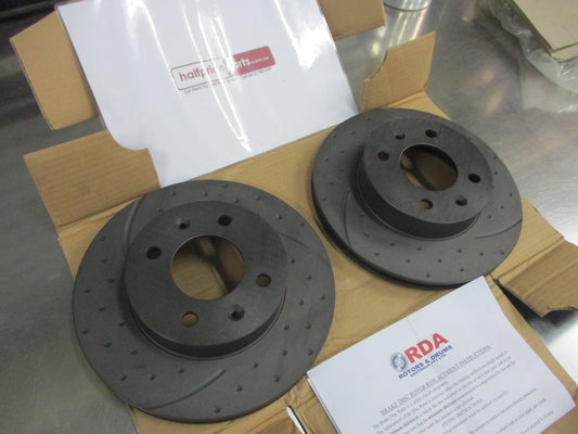 RDA Front Disc Rotors (Pair) Slotted/Dim Suits Hyundai Accent New Part