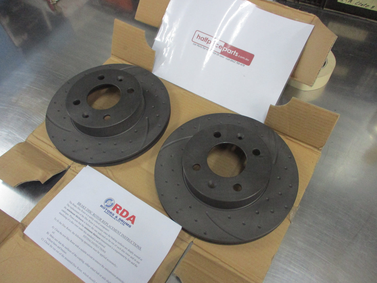 RDA Front Disc Rotors (Pair) Slotted/Dim Suits Hyundai Accent New Part
