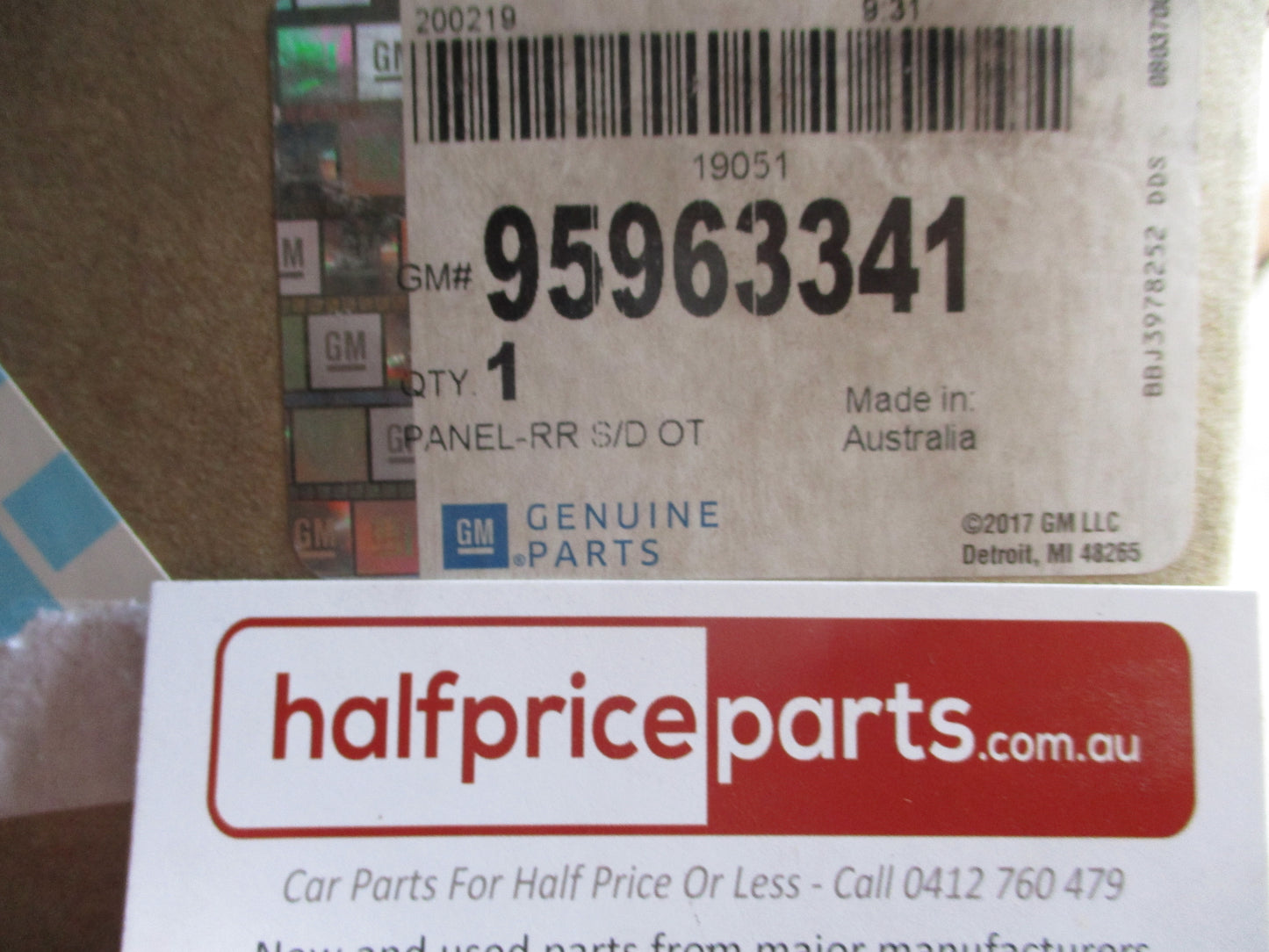 Holden JH Cruze Genuine Left Hand Rear Door Skin New Part