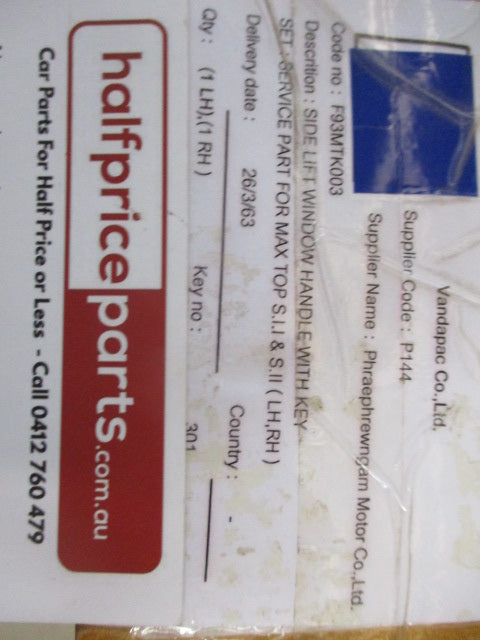 Canopy Side 2 Lift Window Latch/Handle/2 Keys Assembly New Part