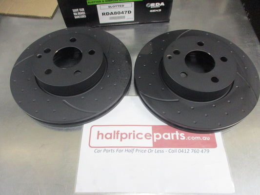 RDA Front Slotted/Dimpled Brake Rotors (Pair) Suits Mercedes Benz W204 C 200 New Part