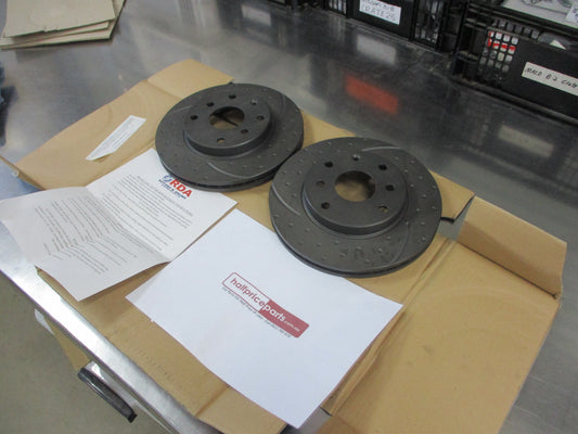 RDA Front Disc Rotors Slotted/Dimpled (Pair) Suits Holden Viva JF New Part
