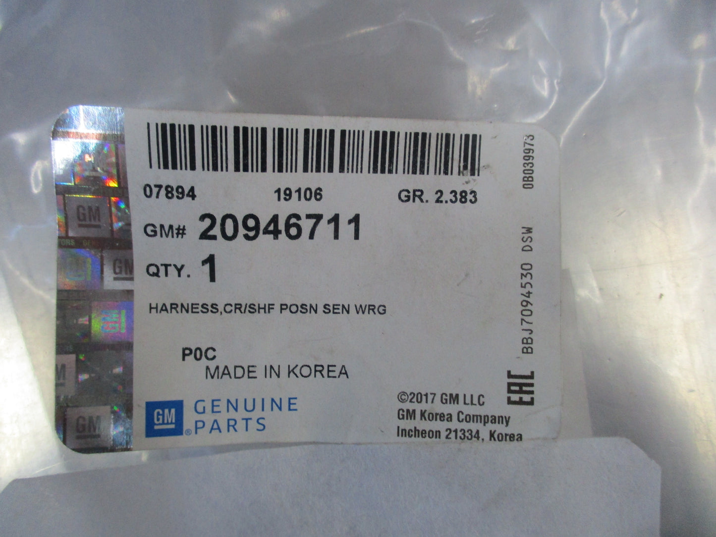 Holden Captiva Genuine Crankshaft Position Sensor Harness New