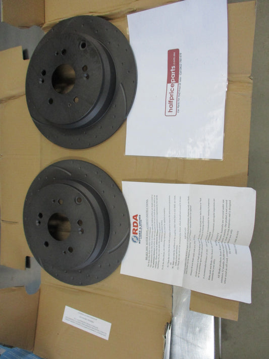 RDA Rear Brake Rotors (Pair) Slotted-Dimpled Suits Honda CRV/Odyssey New Part