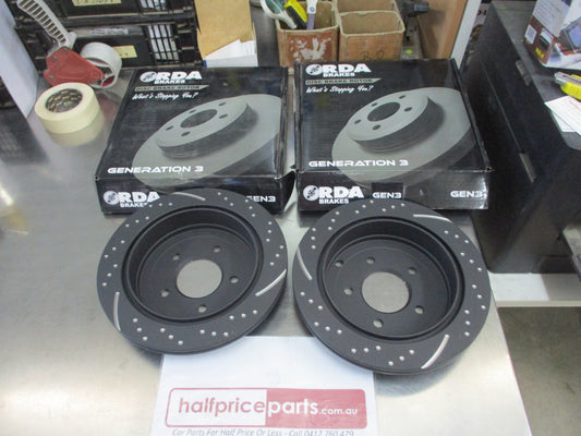 RDA Rear Disc Brake Rotors (Pair) Drilled-Slotted Suits Mazda 929/929L/MPV New Part