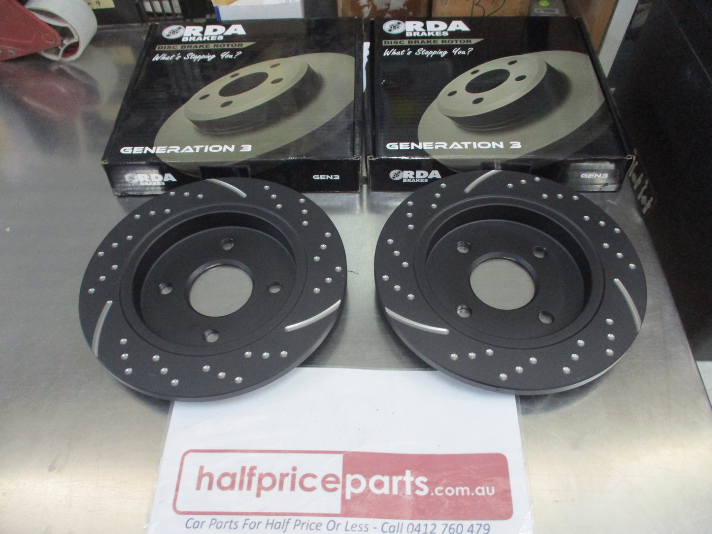 RDA Rear Disc Rotor Set Slotted-Dimpled Suits Ford Fiesta-Focus New Part