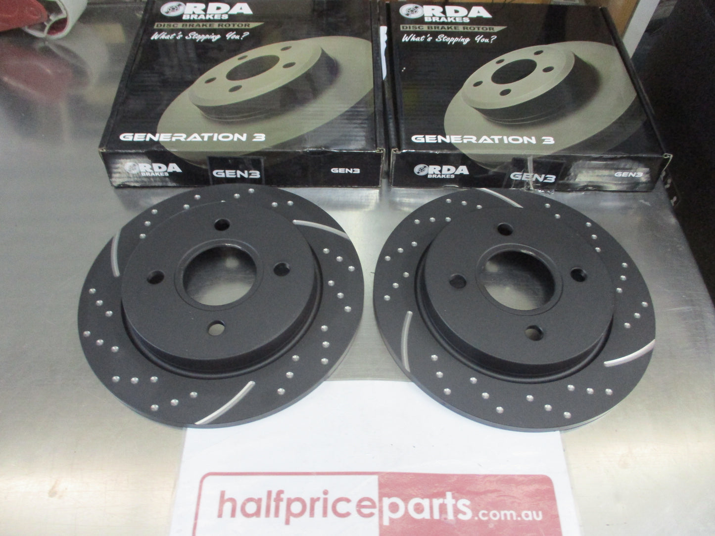 RDA Rear Disc Rotor Set Slotted-Dimpled Suits Ford Fiesta-Focus New Part
