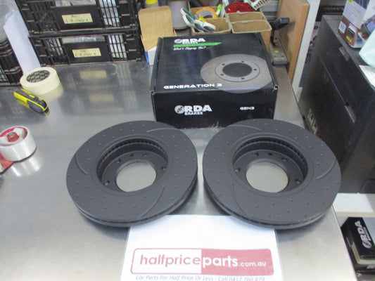 RDA Front Disc Rotors (Pair) Slotted-Drilled Suits Kia Carnival New Part