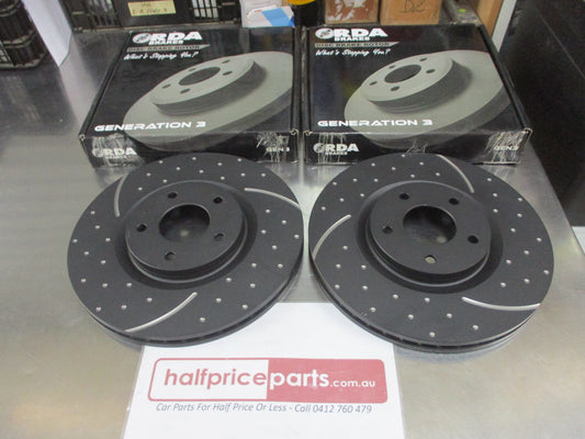 RDA Front Disc Rotors Slotted-Dimpled Suits Renault Grand Scenic New Part