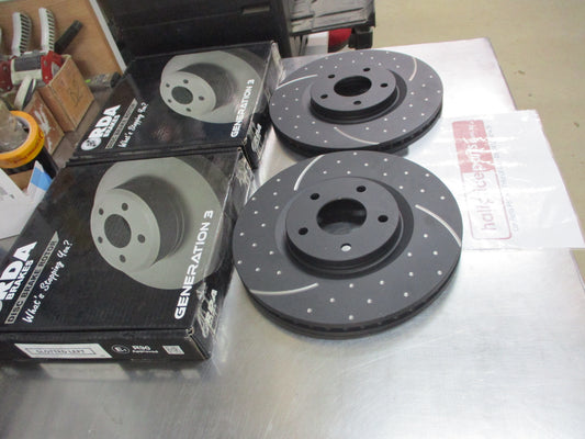 RDA Front Disc Rotors Slotted-Dimpled Suits Renault Grand Scenic New Part