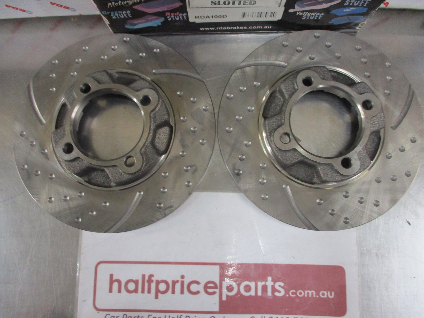 RDA Front Disc Rotors (Pair) Slotted-Dimpled Suits Mazda 323 New Part