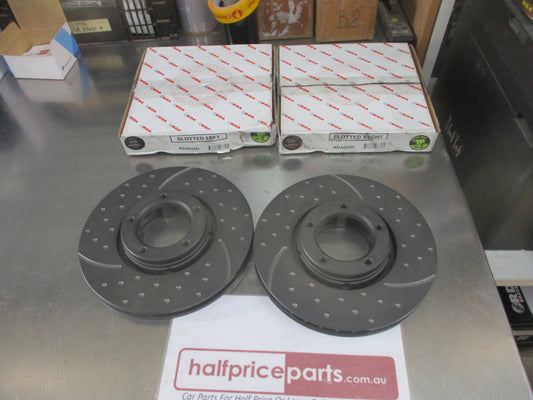 RDA Front Disc Rotors (Pair) Slotted-Dimpled Suits Ford VG Transit New Part.