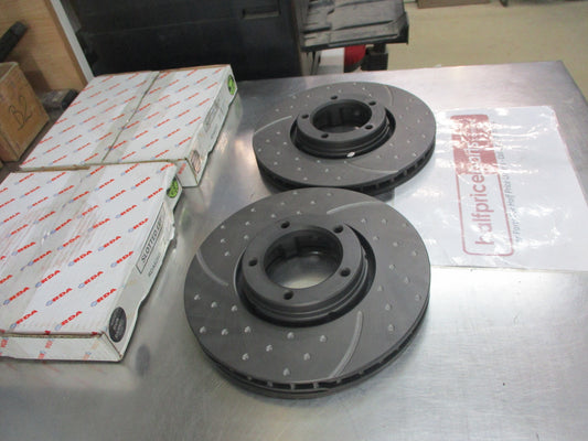 RDA Front Disc Rotors (Pair) Slotted-Dimpled Suits Ford VG Transit New Part.