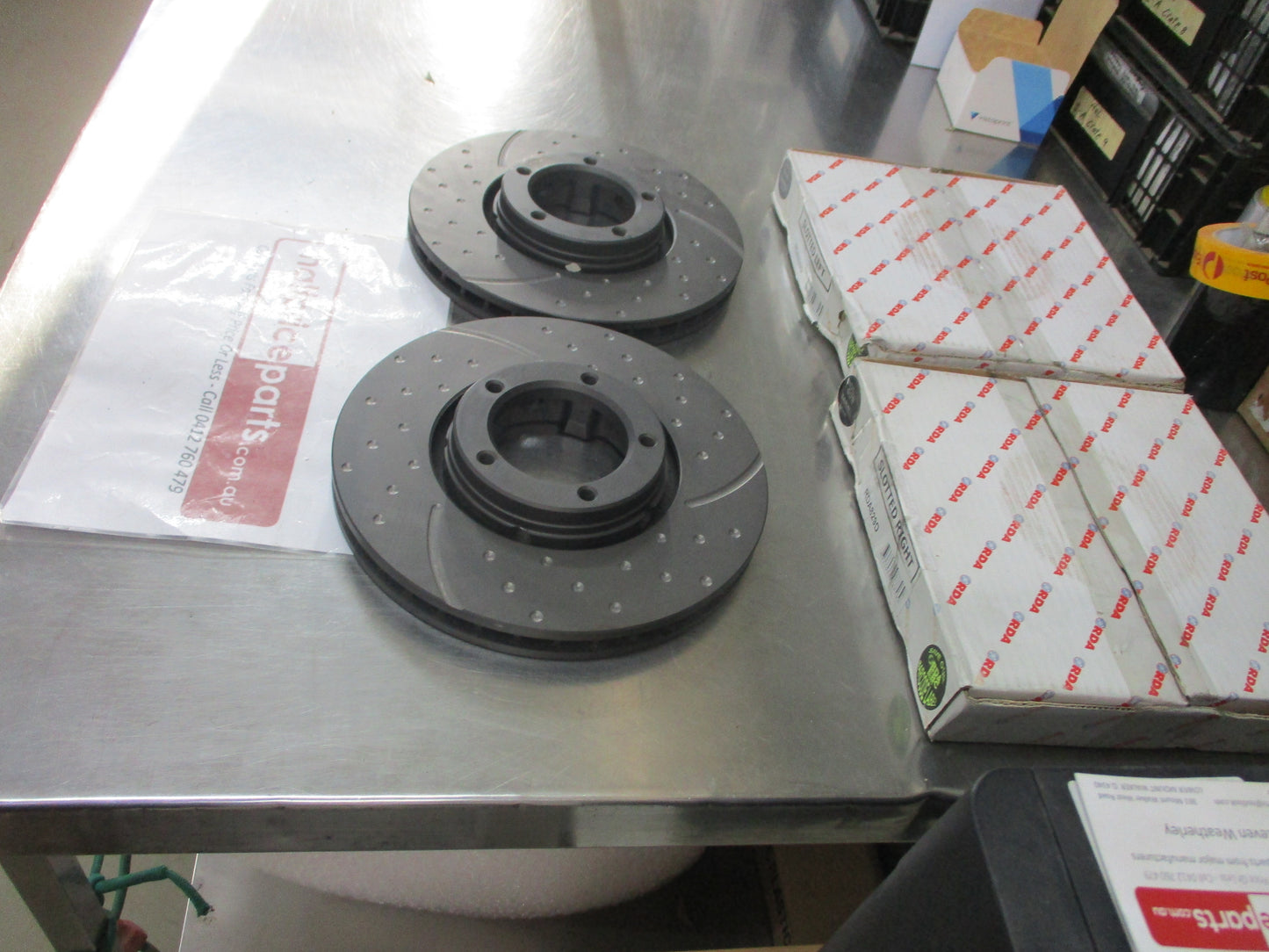 RDA Front Disc Rotors (Pair) Slotted-Dimpled Suits Ford VG Transit New Part.