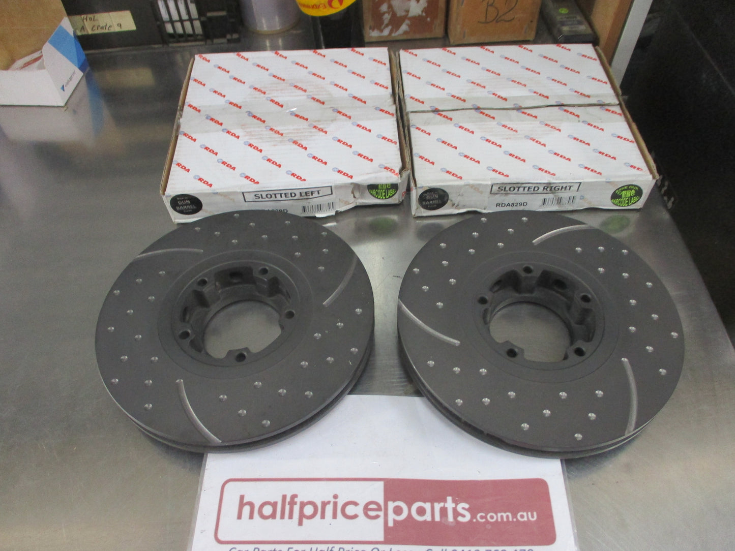 RDA Front Disc Rotors (Pair) Slotted-Dimpled Suits Ford VG Transit New Part.