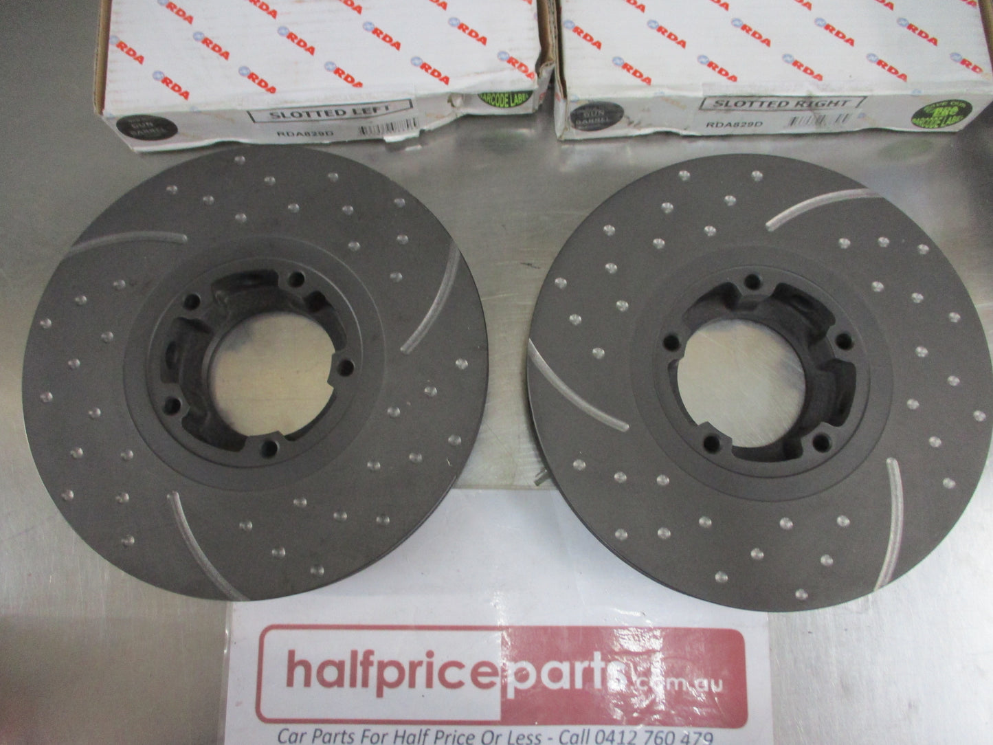 RDA Front Disc Rotors (Pair) Slotted-Dimpled Suits Ford VG Transit New Part.