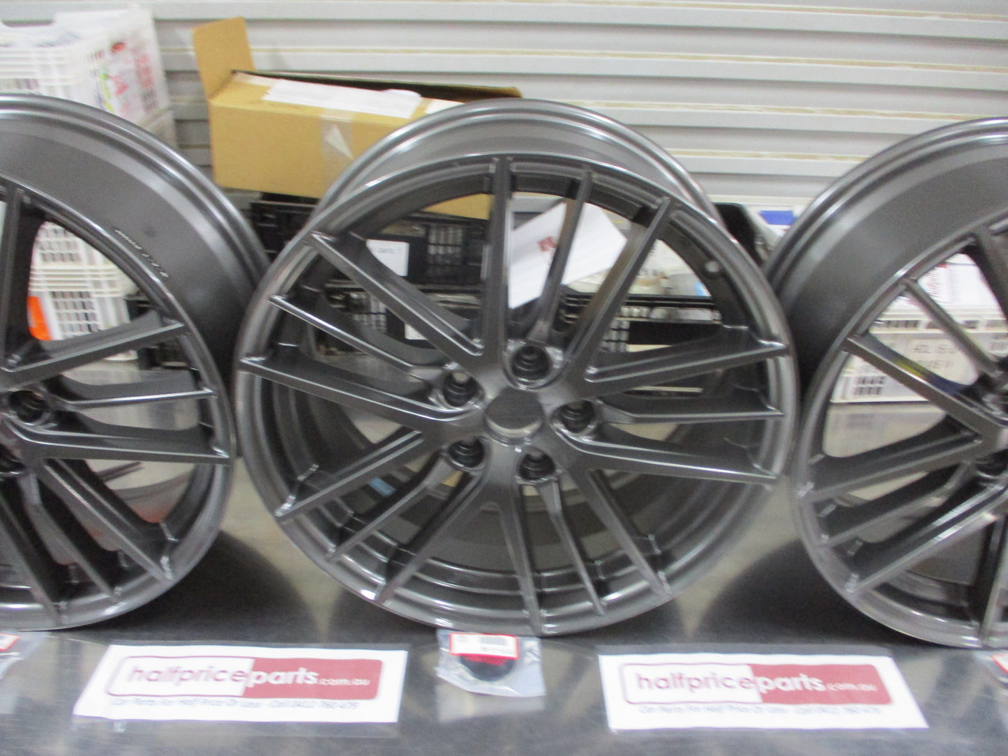 Subaru STI Genuine Set 4 Alloy Wheels 18x7.5 With Caps-Valves (Gray) New Part.