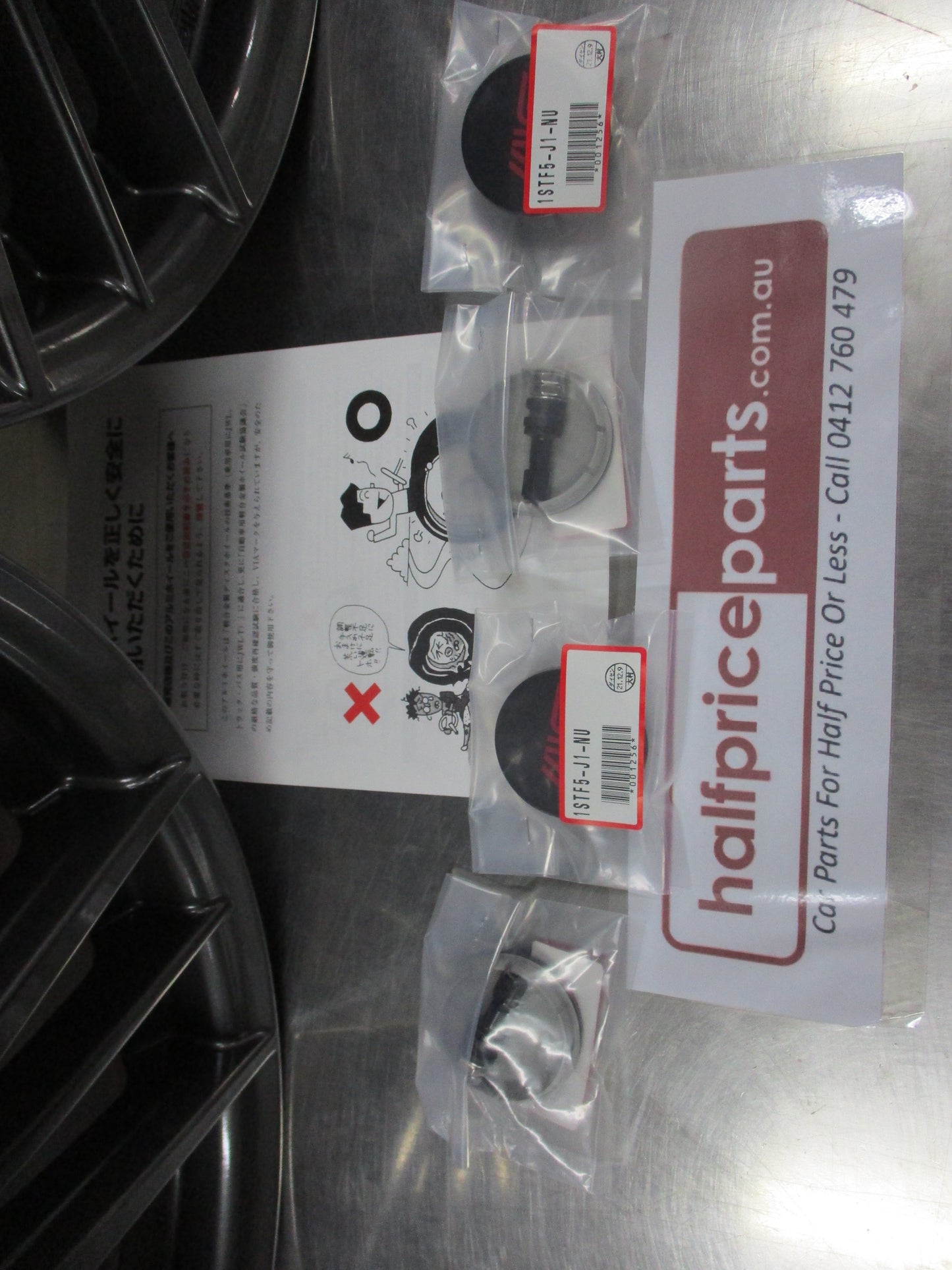 Subaru STI Genuine Set 4 Alloy Wheels 18x7.5 With Caps-Valves (Gray) New Part.