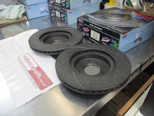 RDA Front Disc Rotors (Pair) Slotted-Dimpled Suits Honda Prelude New Part