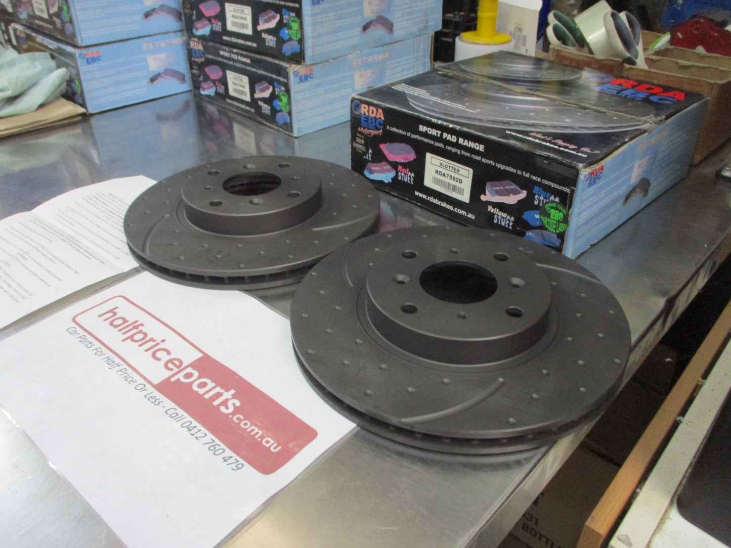 RDA Front Disc Rotors (Pair) Slotted-Dimpled Suits Honda Prelude New Part