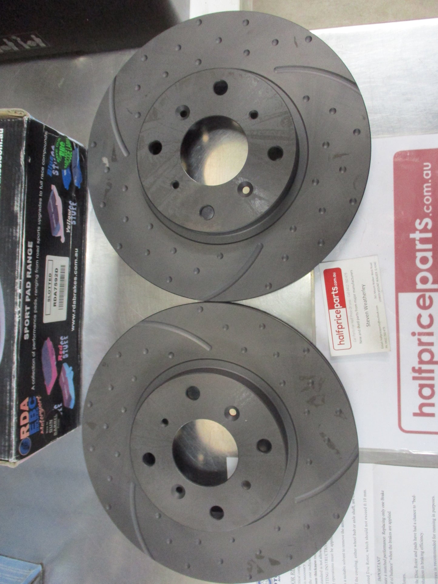 RDA Front Disc Rotors (Pair) Slotted-Dimpled Suits Honda Prelude New Part