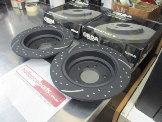 RDA Rear Disc Brake Rotors (Pair) Slotted-Dimpled Suits BMW 5 Series E39 New Part