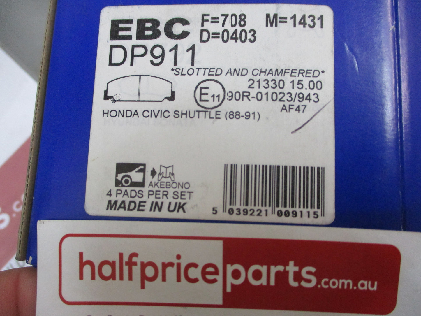 ECB Front Brake Pad Set Suits Honda Civic Shuttle - New Part