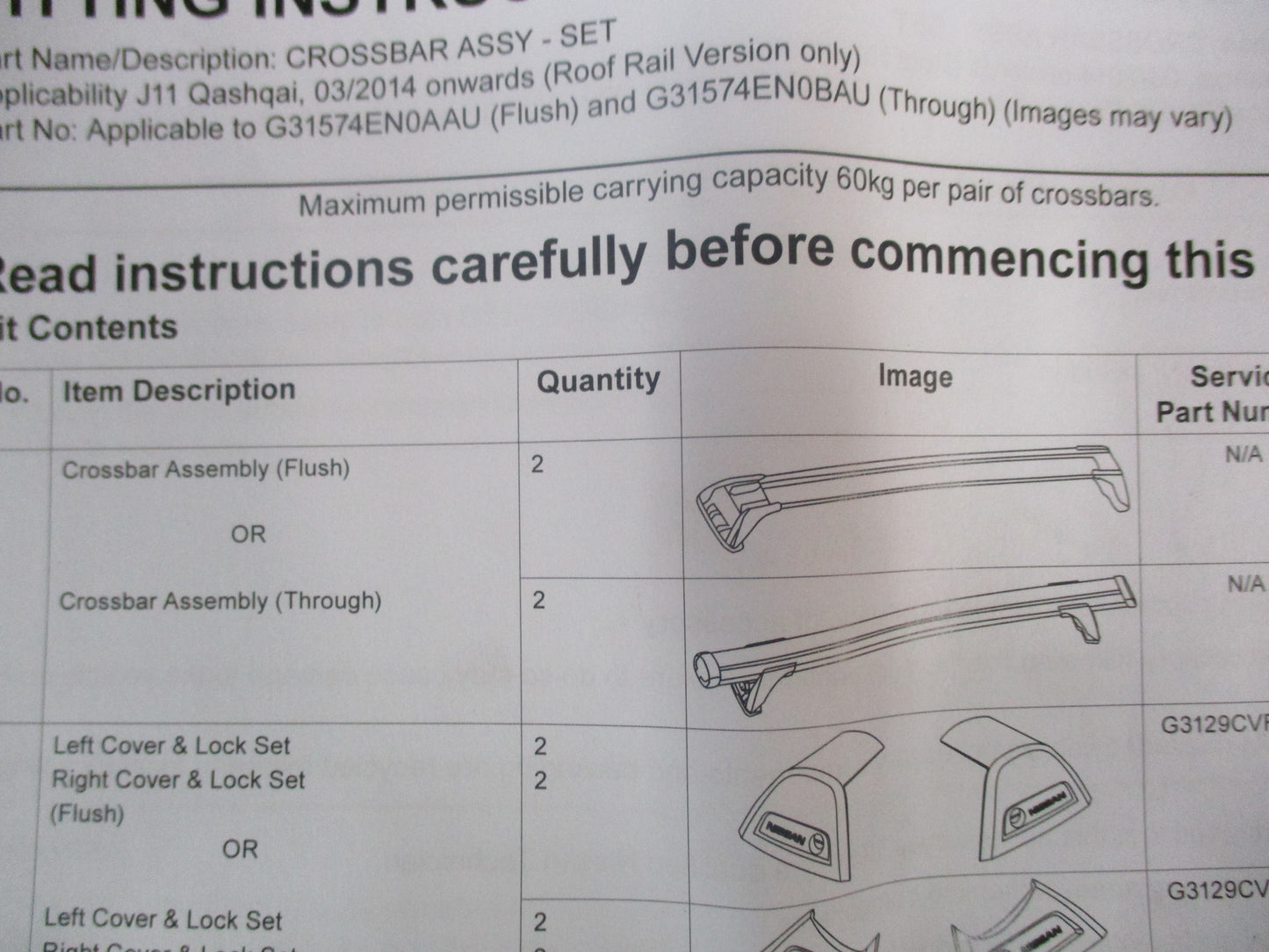 Nissan Qashqai J11 TI-TI-L Genuine Roof Crossbars Kit New