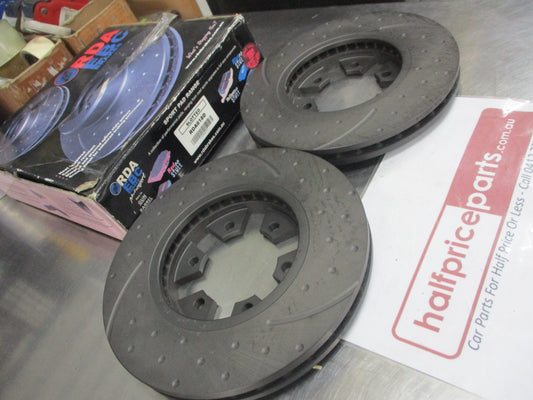 RDA Front Disc Brake Rotors Slotted-Dimpled Suits Models Nissan Navara D22 2WD New Part