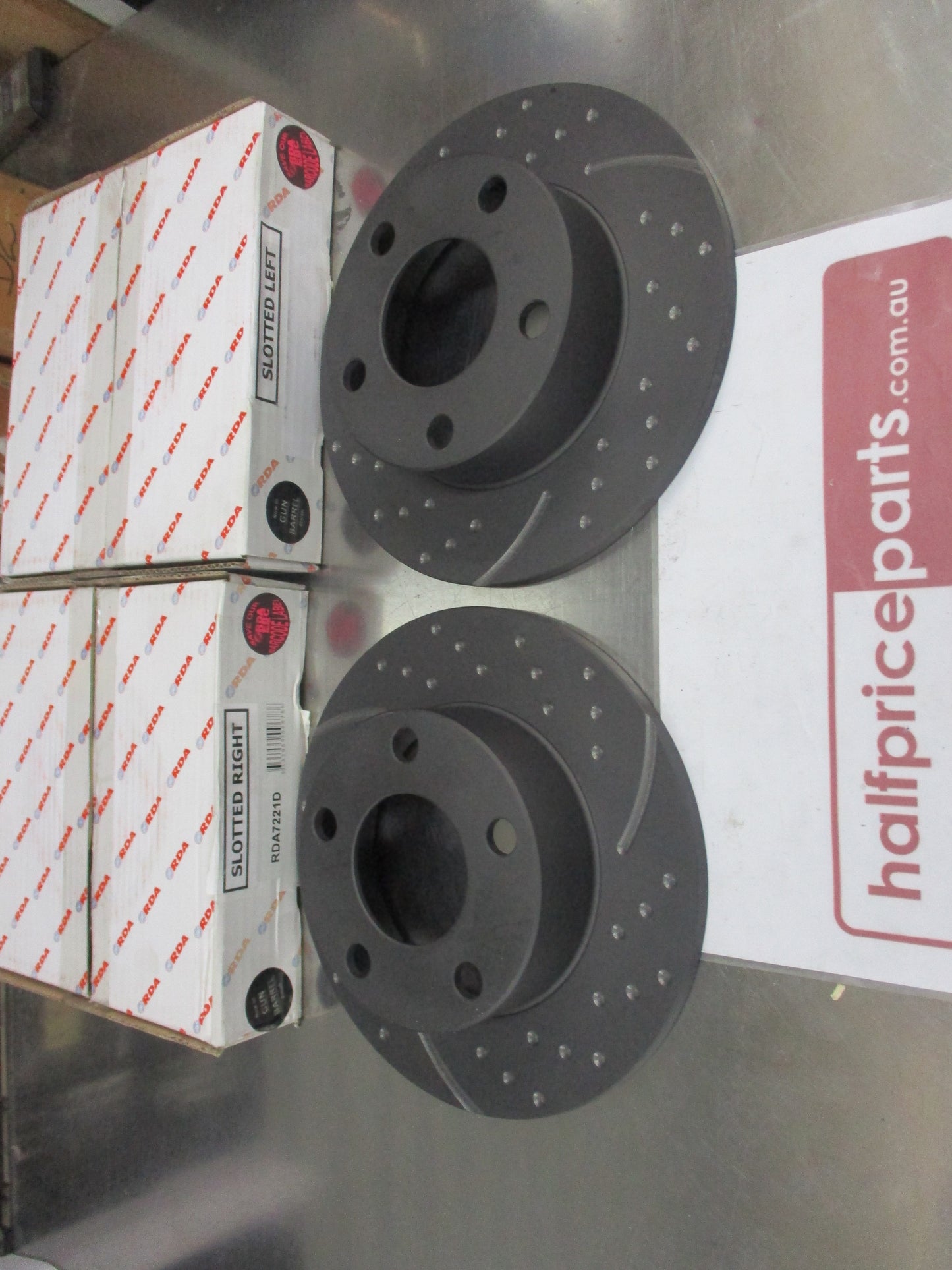 RDA Rear Disc Rotors (Pair) Slotted-Dimples Suits Audi A6 Quattro Series II 15 Inch Wheel New Part