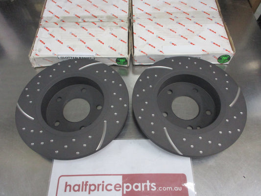 RDA Front Disc Brake Rotors (Pair) Slotted-Dimpled Suits Mercedes Benz A-Class New Part