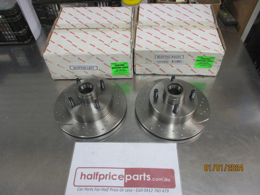 RDA Front Disc Rotors (Pair) Slotted-Dimpled Suits Ford Mustang New Part