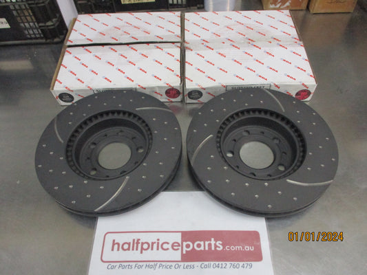 RDA Front Disc Rotors (Pair) Slotted-Dimpled Suits Volvo 850/C70/S70/V70/S New Part
