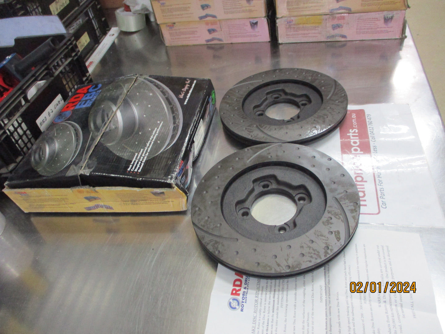 RDA Front Disc Rotor (Pair) Slotted-Dimpled Suit Mazda 323 BF 1.6Ltr Turbo/Ford Laser/TX3/TX3 Turbo/Capri New Part.