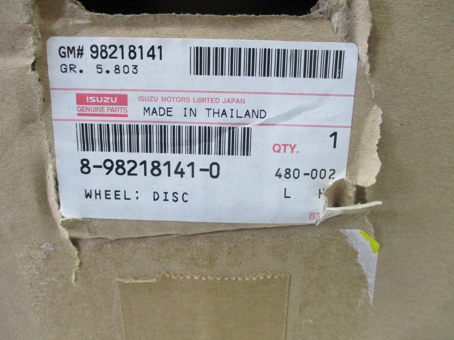 Isuzu D-Max Genuine Standard 16x7J 6 Stud 4x4 Wheel New Part