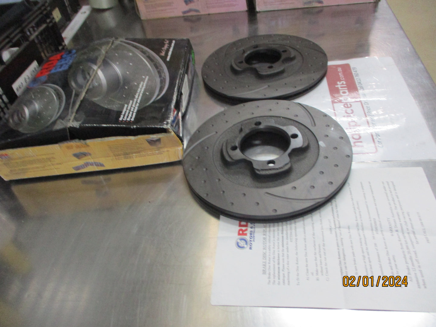 RDA Front Disc Rotor (Pair) Slotted-Dimpled Suit Mazda 323 BF 1.6Ltr Turbo/Ford Laser/TX3/TX3 Turbo/Capri New Part.