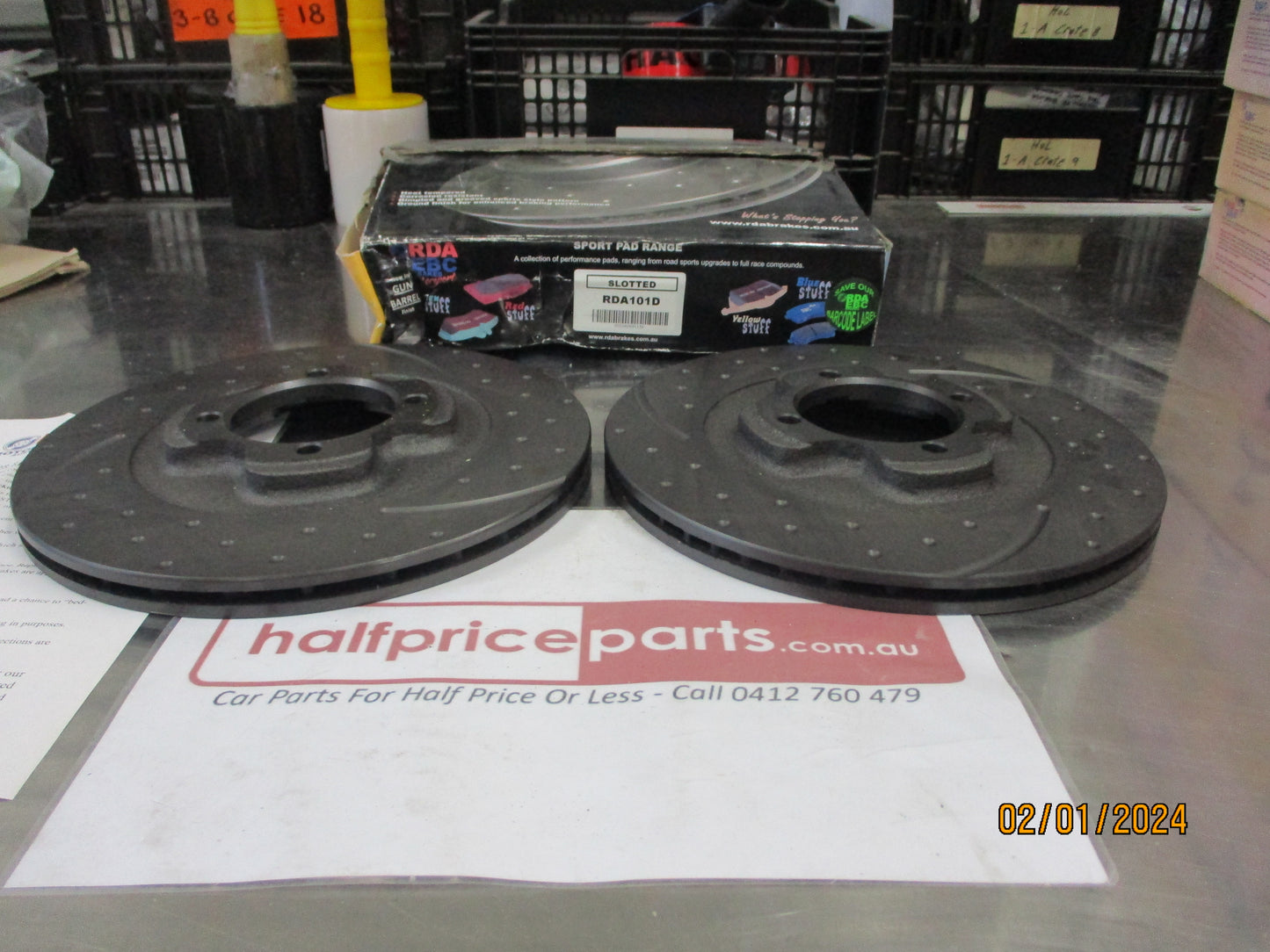 RDA Front Disc Rotor (Pair) Slotted-Dimpled Suit Mazda 323 BF 1.6Ltr Turbo/Ford Laser/TX3/TX3 Turbo/Capri New Part.