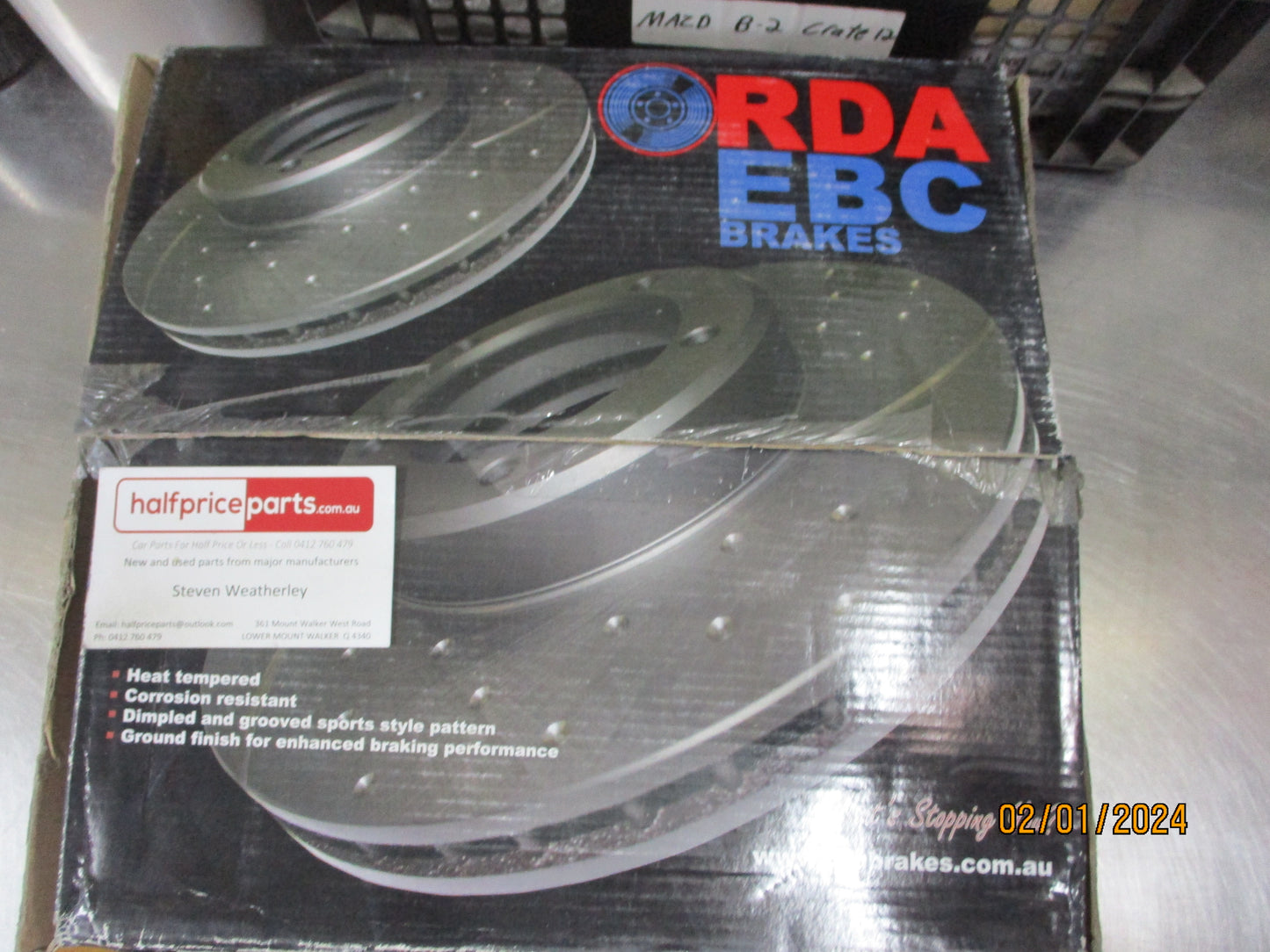 RDA Front Disc Rotor (Pair) Slotted-Dimpled Suit Mazda 323 BF 1.6Ltr Turbo/Ford Laser/TX3/TX3 Turbo/Capri New Part.