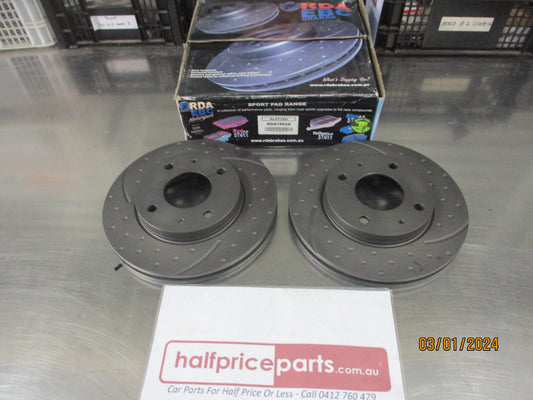 RDA Front Disc Brake Rotors (Pair) Slotted-Dimpled Suits Hyundai Elantra/Sonata New Part