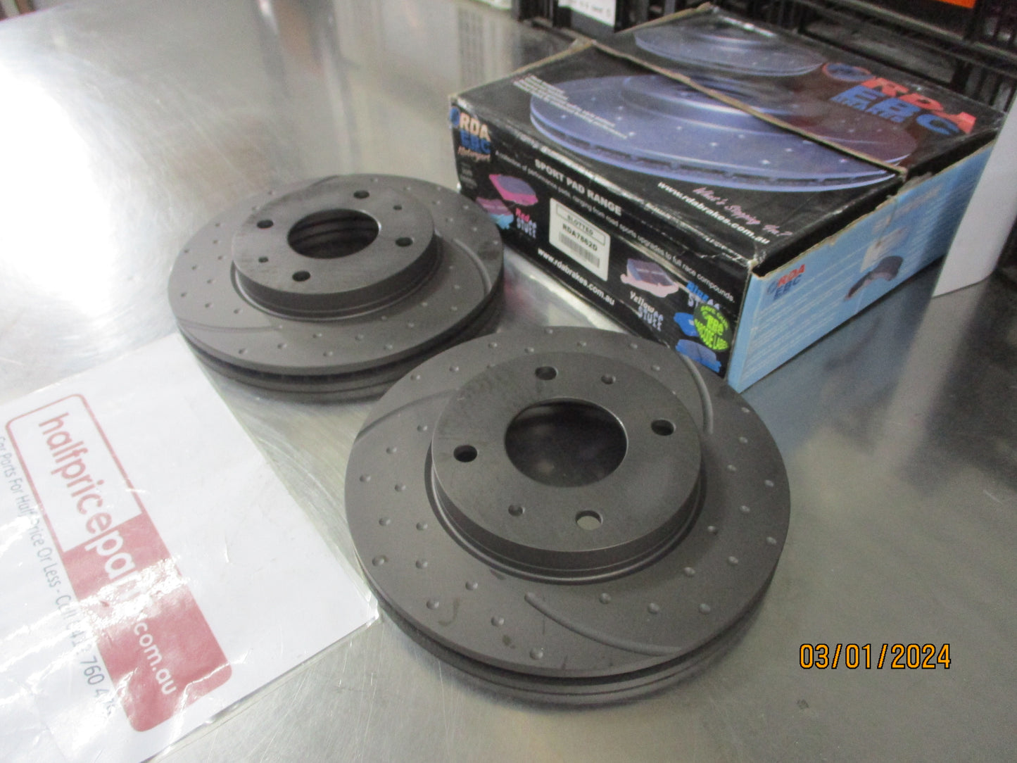 RDA Front Disc Brake Rotors (Pair) Slotted-Dimpled Suits Hyundai Elantra/Sonata New Part