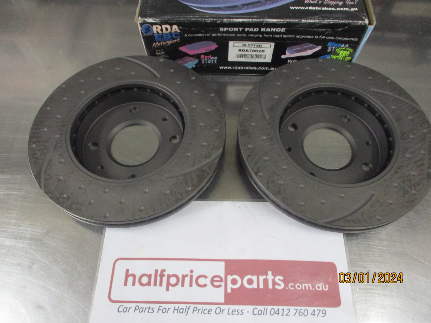 RDA Front Disc Brake Rotors (Pair) Slotted-Dimpled Suits Hyundai Elantra/Sonata New Part
