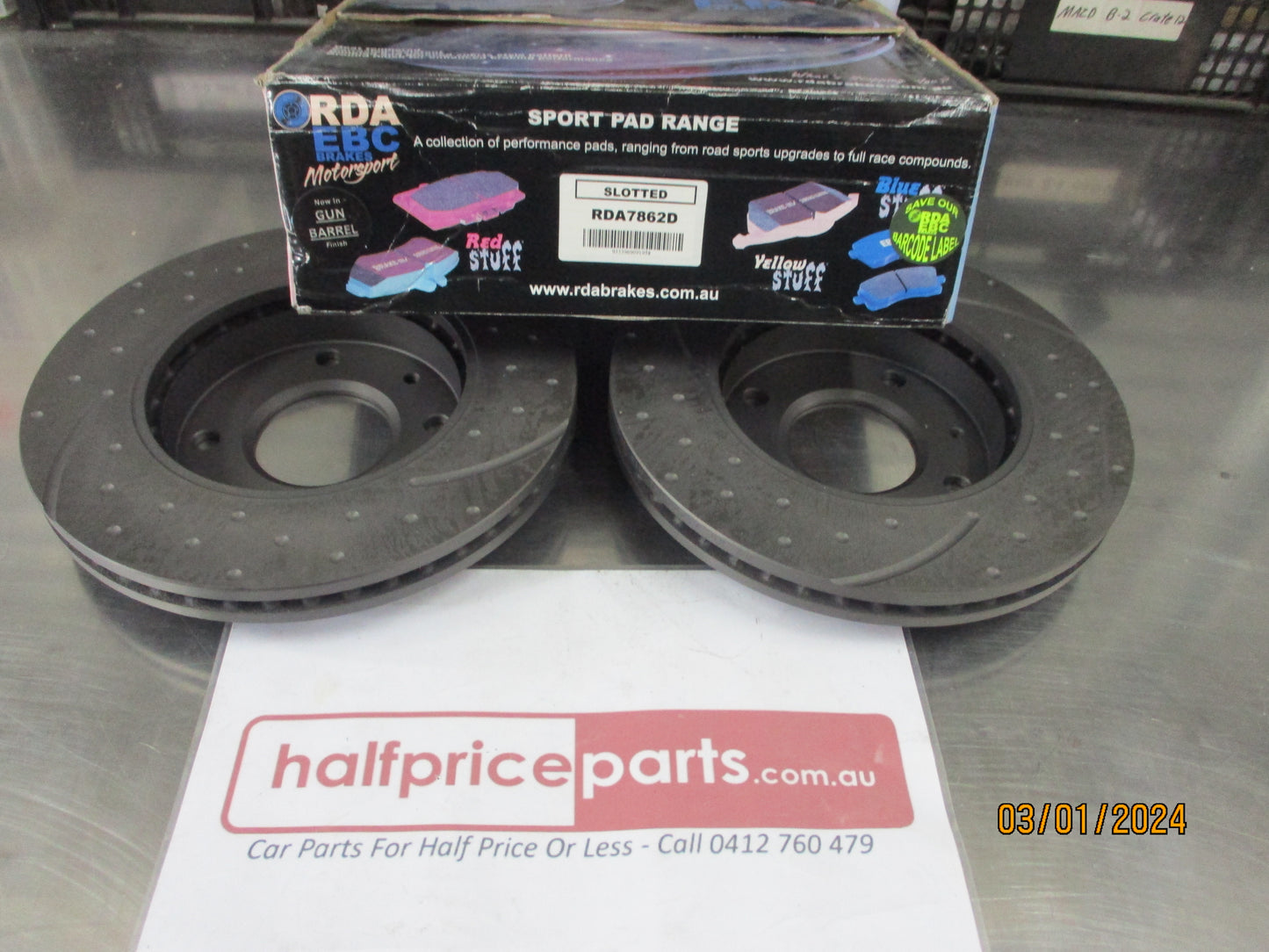 RDA Front Disc Brake Rotors (Pair) Slotted-Dimpled Suits Hyundai Elantra/Sonata New Part