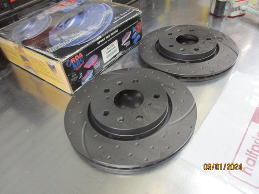 RDA Front Disc Rotors (Pair) Slotted-Dimpled Suits Suzuki Swift New Part
