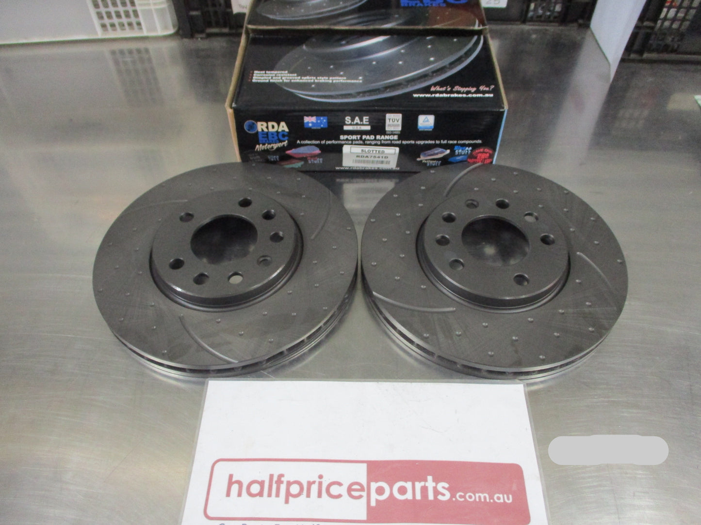 RDA Front Disc Rotors (Pair) Slotted-Dimpled Suits Holden AH/TS Astra/TT Zafira New Part